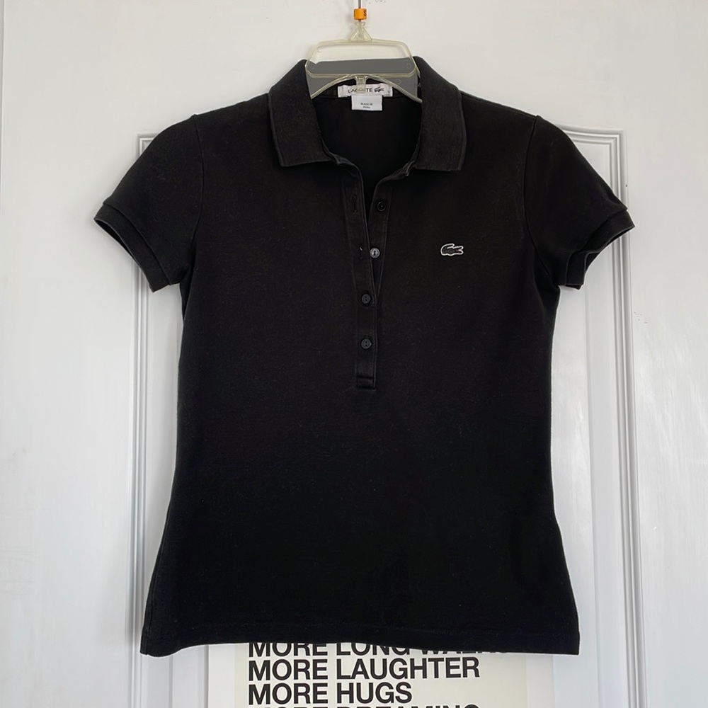 Lacoste Black Short Sleeve Polo Shirt Size 34